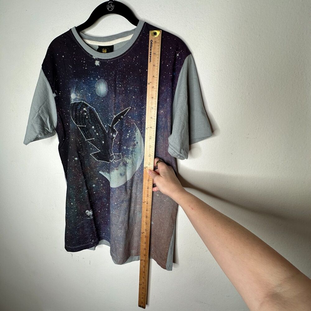 Singha Gray Multi-Color Owl Moon Graphic Tee Stars Rainbow Ltd Edition Sretsis L - Picture 12 of 12